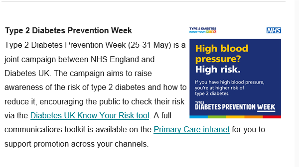 Type 2 Diabetes prevention week